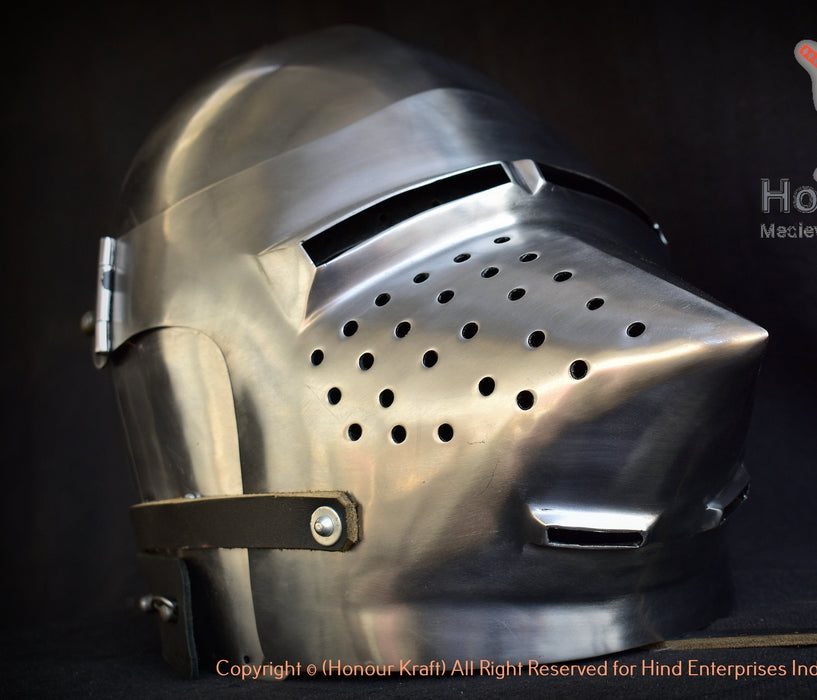 Handmade Houndskull Knight Helmet featuring traditional medieval European armor styling.