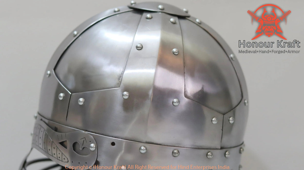 Hand-forged steel Viking armor helmet with 6mm steel face bars