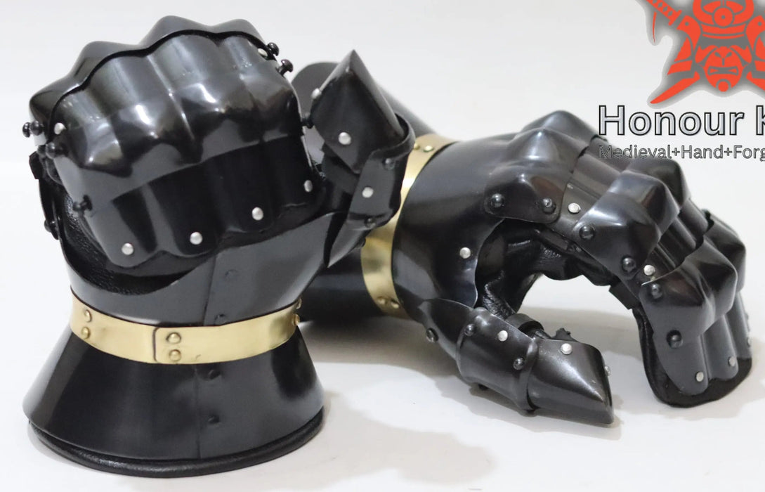 blackened hourglass mitten gauntlets
dark steel buhurt mitten gauntlets