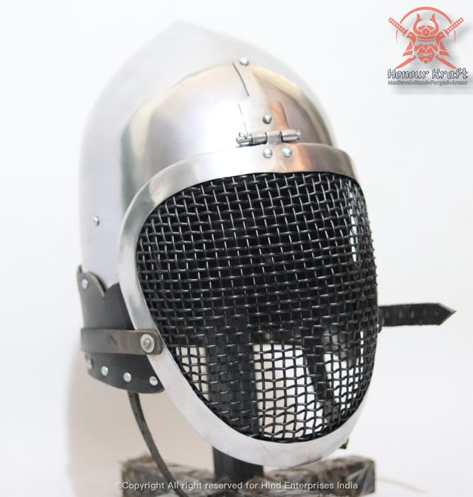 Fencing SCA Armor Helmet | HEMA Steel Combat Helmet for Buhurt, HMB & Medieval MMA