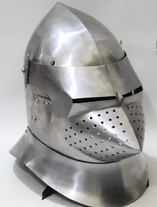 reenactment helmets, medieval armor, SCA helmets, HEMA gear, LARP armor, Viking helmets, historical reenactment, closed armet, houndskull helmet, battle-ready armor, medieval combat, handcrafted helmets, 16-gauge steel armor, 18-gauge stainless steel,
