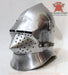 Professionally forged Houndskull Bascinet used for medieval reenactment and armored combat
