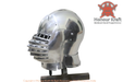 battle ready tempered steel sallet helmet
reenactment style medieval sallet for full contact
