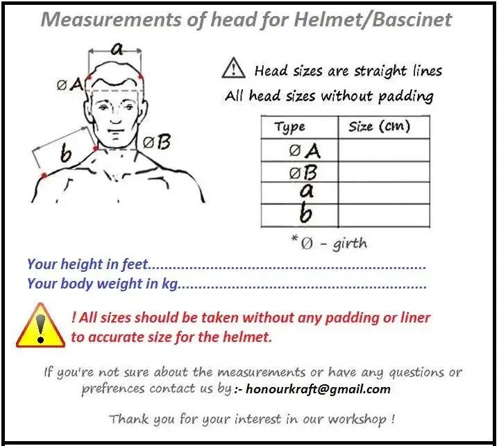 buhurt helmet armor head measurements