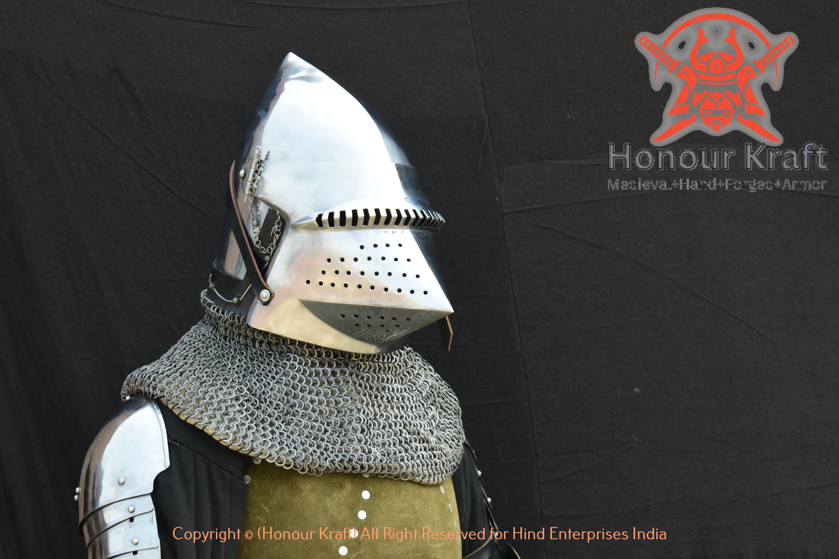Houndskull pig -face bascinet Helmet type-2 - Honour Kraft