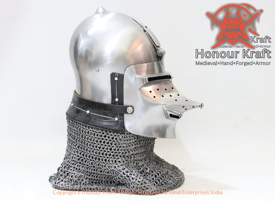 helmet, European knight armor, medieval warrior equipment, historical combat helmet, handmade armor