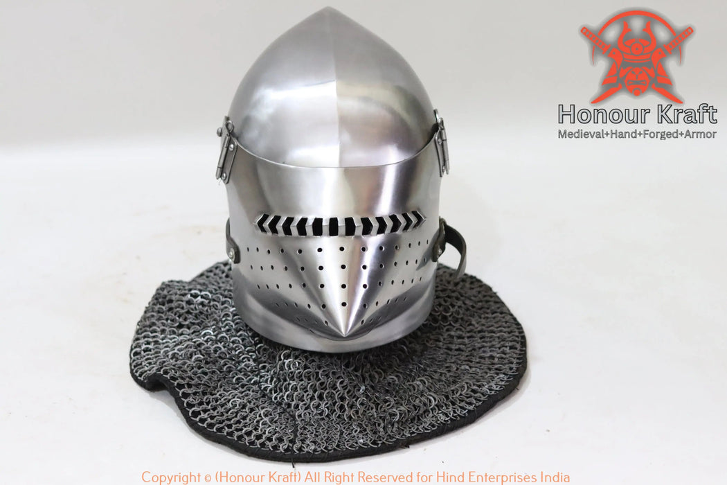 custom houndskull visor helmet for hmb

stainless steel houndskull bascinet armor