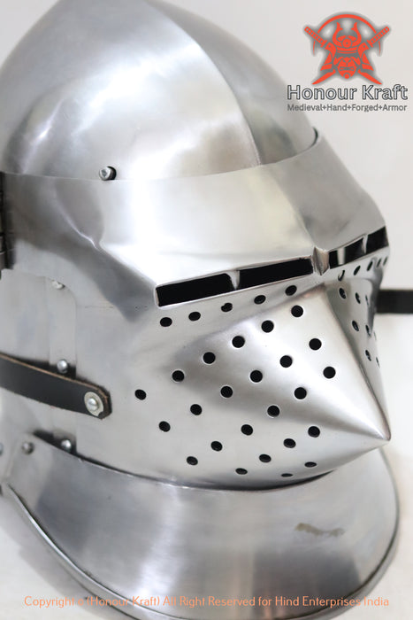 Handcrafted Hounskull Bascinet Helmet with reinforced visor for HMB and SCA battles