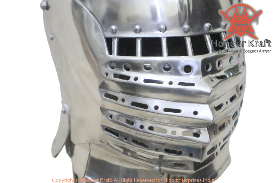heavy duty medieval sallet armor for fighters
handcrafted bascinet helmet for SCA combat