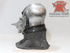 Medieval protective headgear, historical armor reproduction, handcrafted steel helmet, medieval battle
