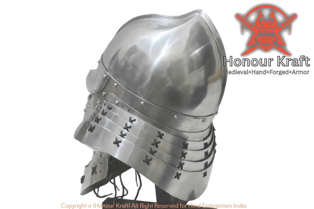 SCA heavy combat Samurai armor helmet with chin strap.