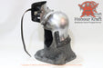 Onion Top Bascinet Helmet Armor with visor design for historical reenactment and medieval events.