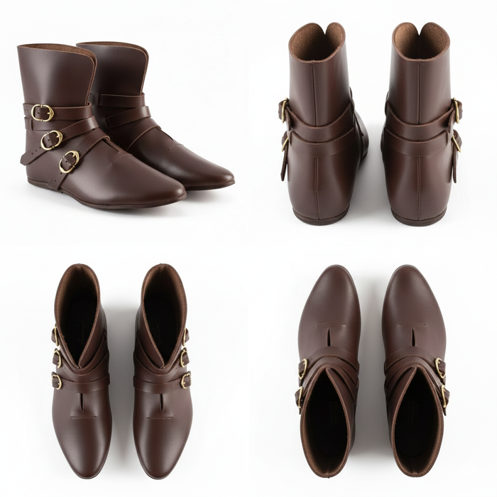 handcrafted Viking leather boots for buhurt combat