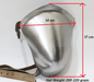 Metal shield with measurements and weight information on a white background “Steel groin guard armour for men – tempered spring steel medium buff finish”
“Stainless steel groin guard mirror finish large size for Buhurt combat”
“Blackened steel groin protection armour XL size battle gear”
“Mild steel groin guard armour with mirror polish for medieval fighting