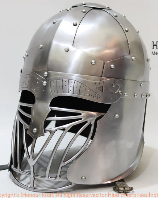 Battle ready 14 gauge steel Norman Nordic helmet for SCA combat