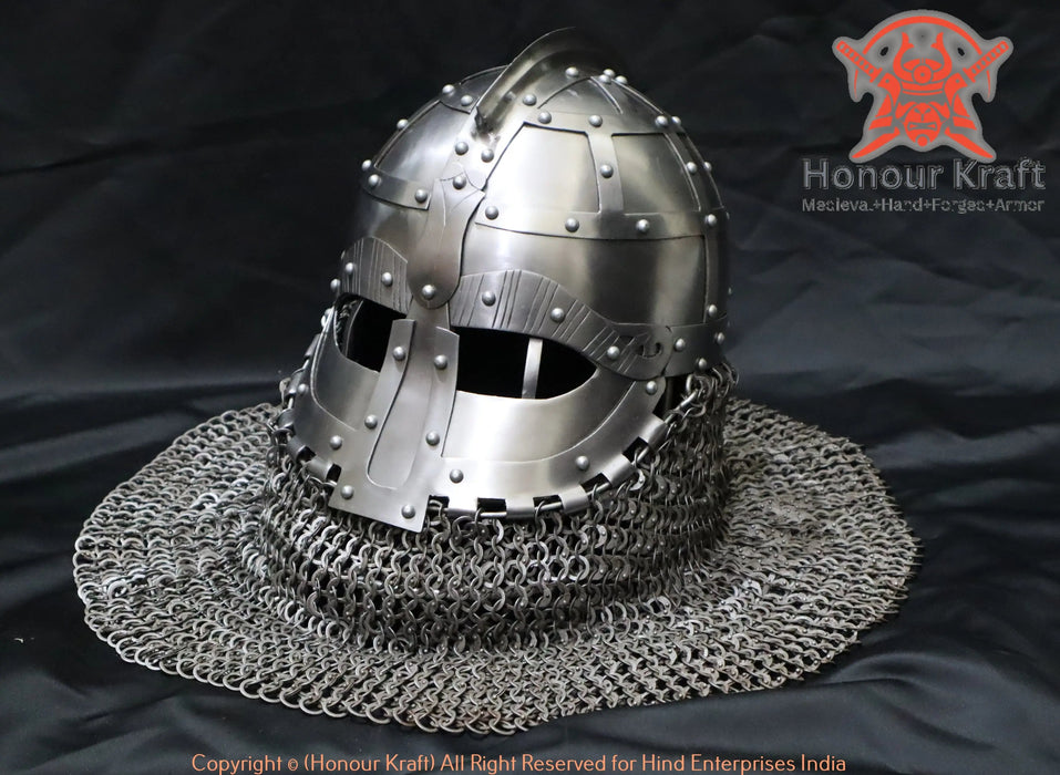 Breathable facial grill detail on T-1 Buhurt helmet for maximum airflow in combat.