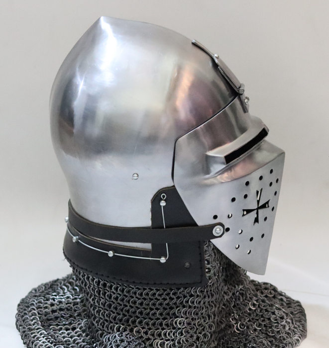 Reinforced steel Klappvisor visor helmet for Buhurt warriors

Historical German bascinet Klappvisor helmet for reenactments