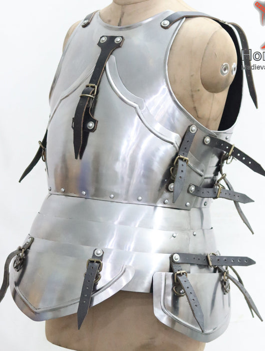Medieval steel breastplate armor front view