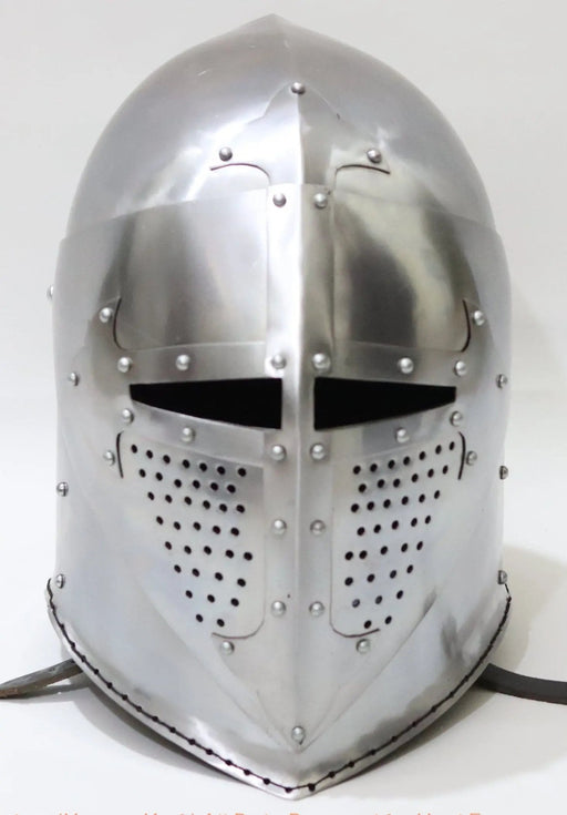 reenactment helmet armor, medieval helmet armor reenactment helmets, medieval armor, SCA helmets, HEMA gear, LARP armor, Viking helmets, historical reenactment, closed armet, houndskull helmet, battle-ready armor, medieval combat, handcrafted helmets, 16-gauge steel armor, 18-gauge stainless steel,