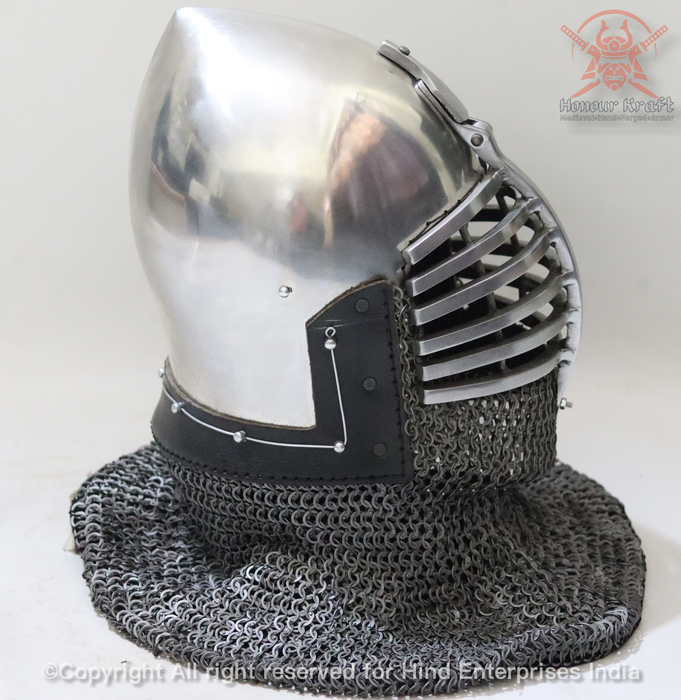 medieval bascinet helmet for full contact buhurt