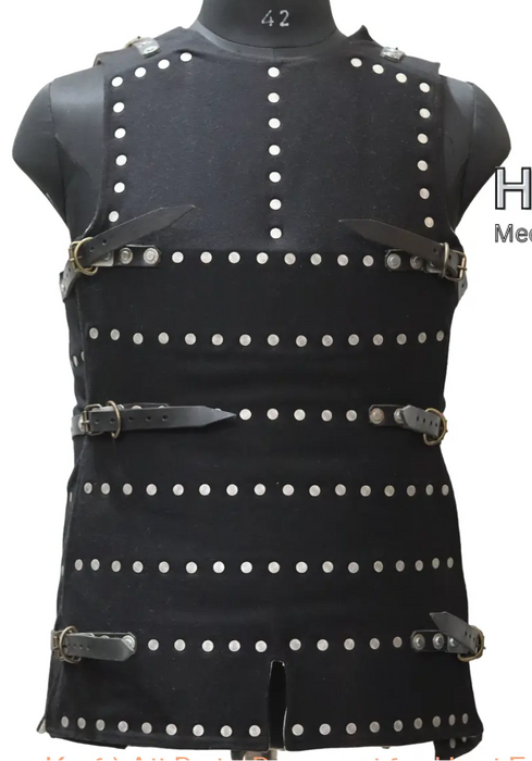 Brigandine armor 4 segment medieval body armor front view