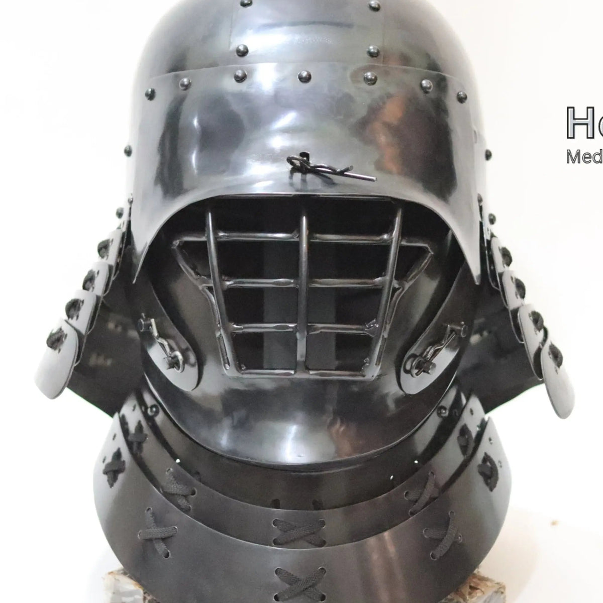 Samurai Zunari Helmet Armor for Buhurt Combat Blackened T-1