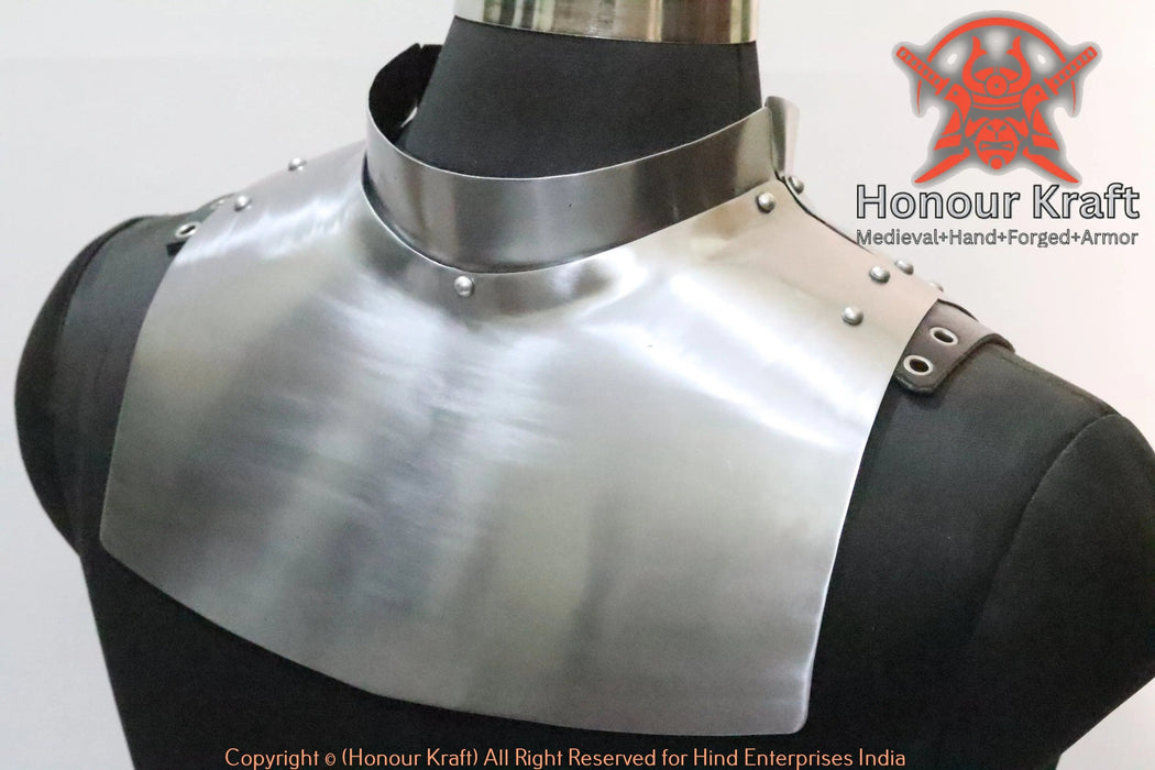 steel neck gorget with spine protection for buhurt