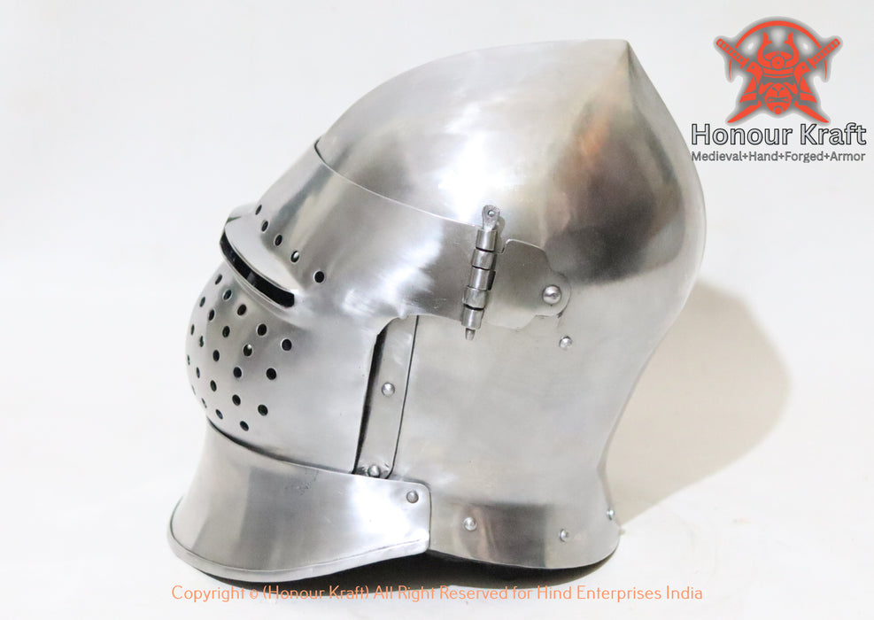 Hand-forged great bascinet helmet for HMB battles