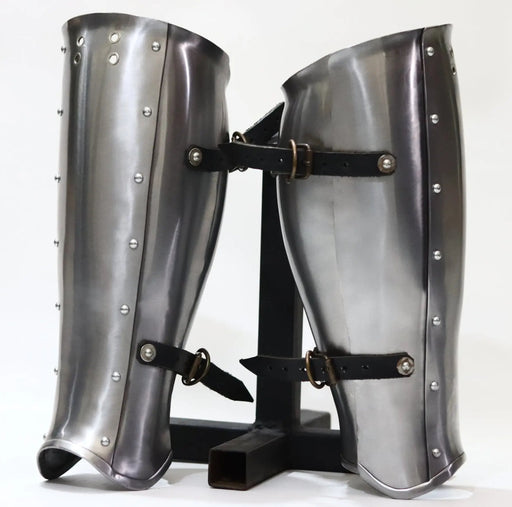 medieval shin guard armor for armored combat,
