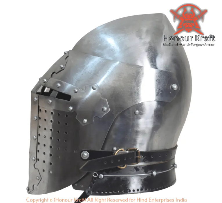 Full-contact ROA helmet for HMB tournaments
Stainless steel ROA helmet medieval combat