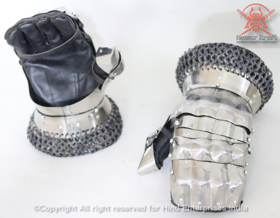 sca steel gauntlets medieval mitten gauntlets