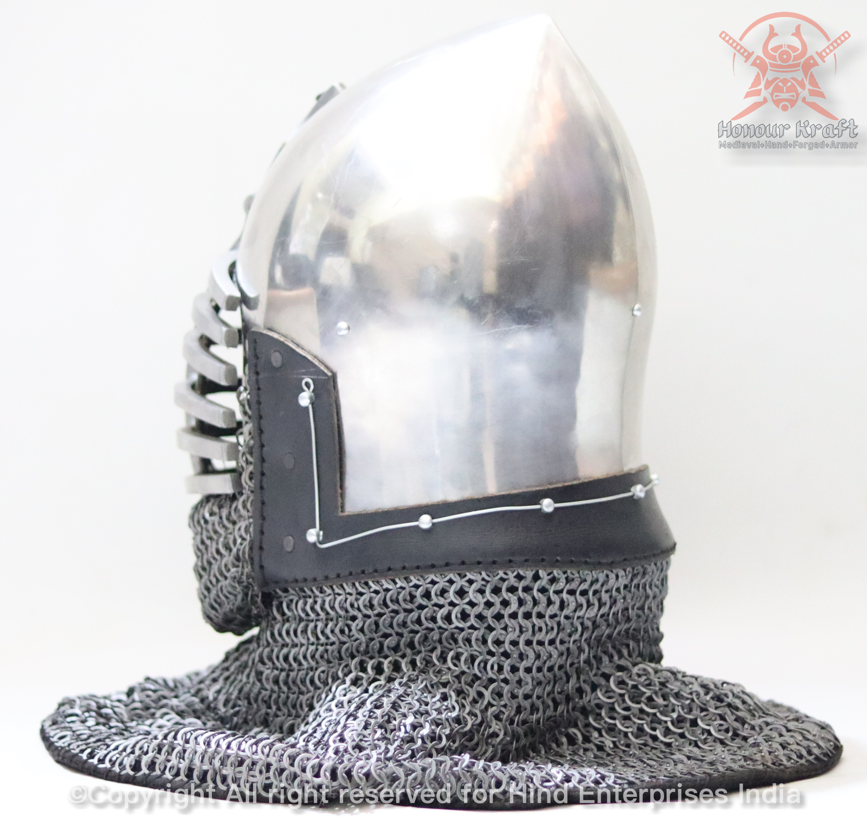 Bascinet Wolf Ribs Helmet for Buhurt Combat | HonourKraft — Honour Kraft