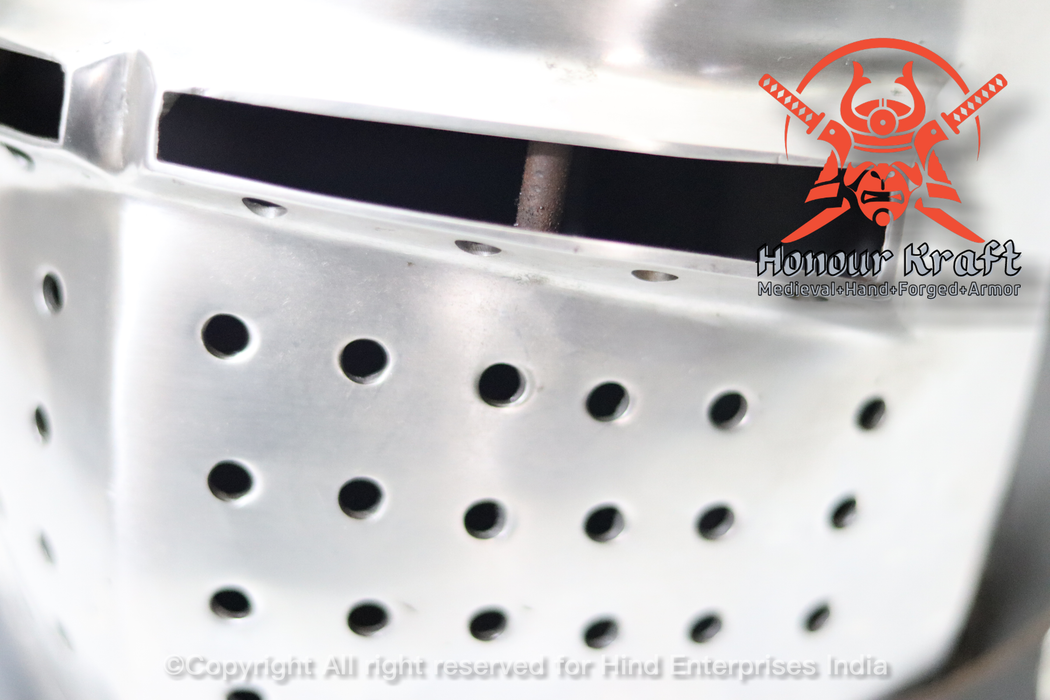 IMCF legal German bascinet helmet for medieval tournaments

Battle ready Klappvisor combat helmet handcrafted in steel