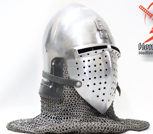 German 14th century Klappvisor helmet with padded liner

Custom steel Klappvisor bascinet helmet for professional fighters