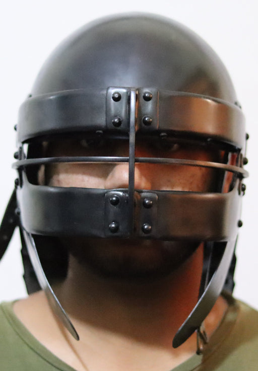 reenactment helmets, medieval armor,
SCA helmets, HEMA gear, LARP armor, Viking helmets, historical reenactment, closed armet,