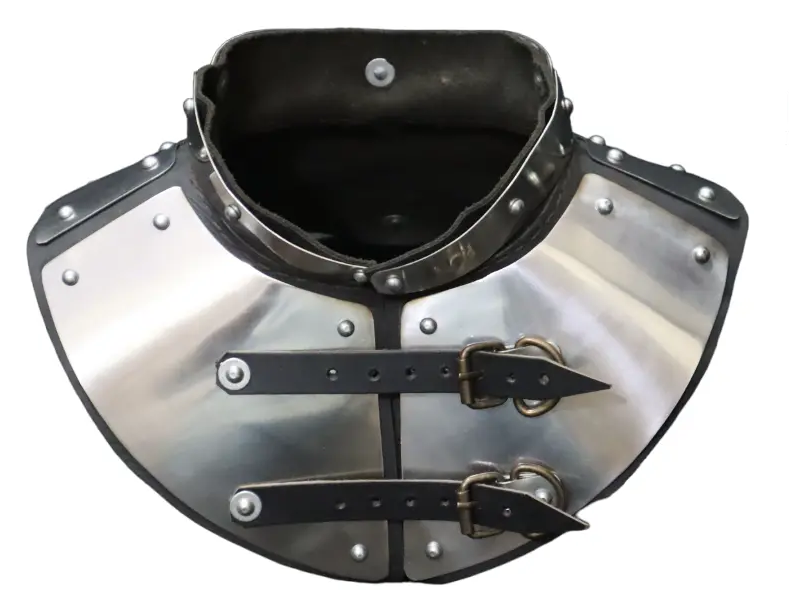 Steel reinforced neck gorget for armored combat protection