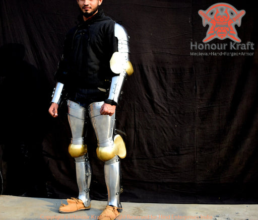 HMB leg armor greaves and knee guards with leather straps – Honour Kraft”
