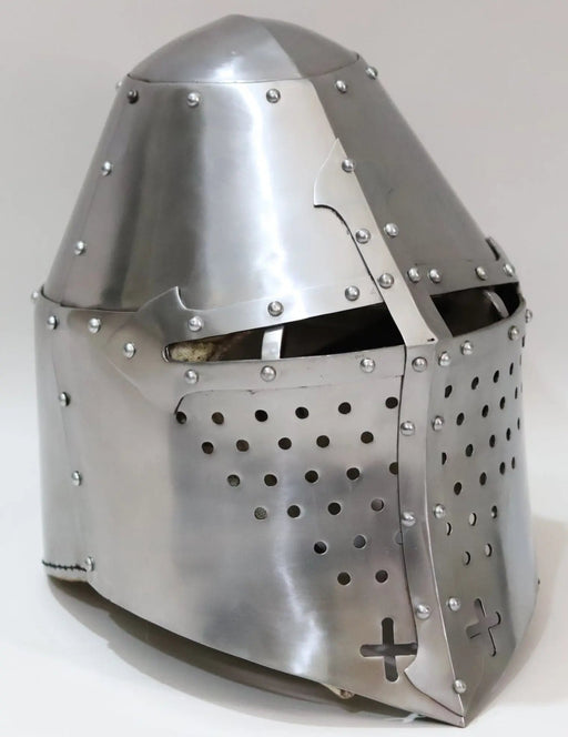 reenactment helmets, medieval armor, SCA helmets, HEMA gear, LARP armor, Viking helmets, historical reenactment, closed armet, houndskull helmet, battle-ready armor, medieval combat, handcrafted helmets, 16-gauge steel armor, 18-gauge stainless steel,