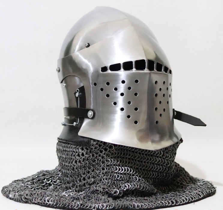 medieval steel helmet for full contact buhurt