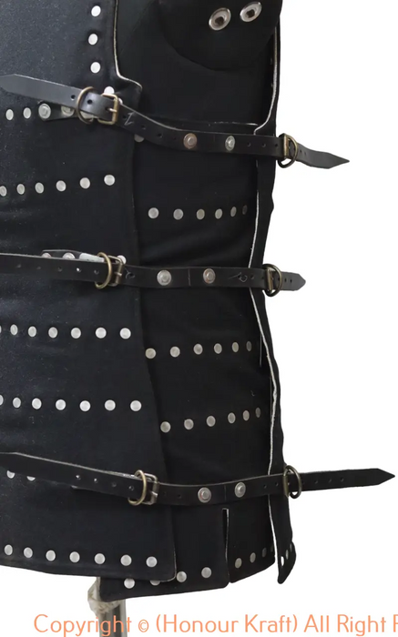 Four segment brigandine armor adjustable leather straps