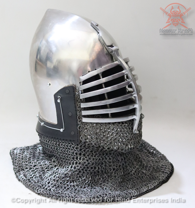 reinforced bascinet helmet for armored combat