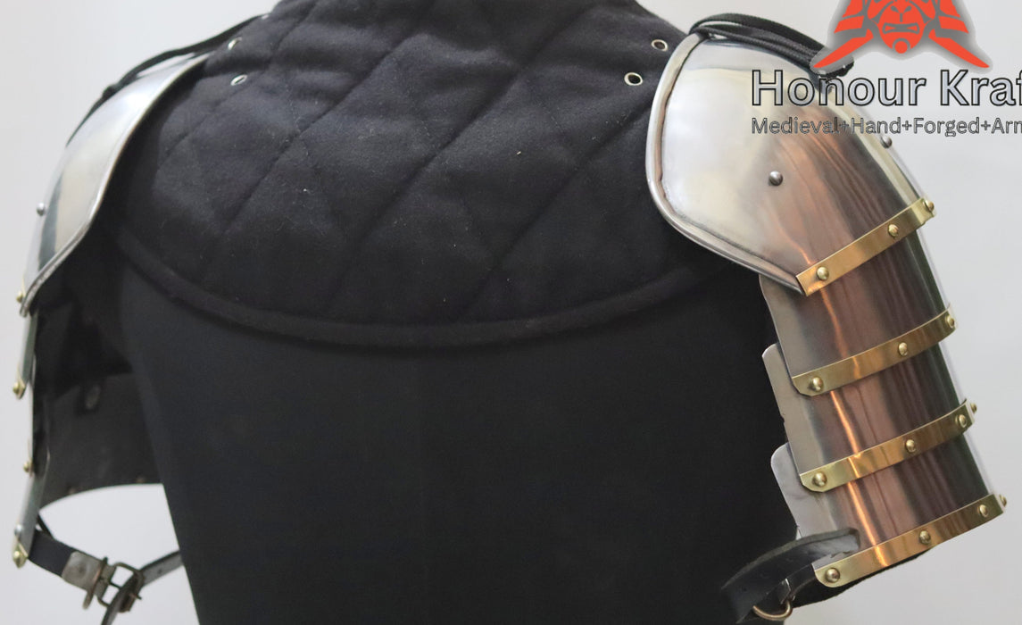 14th century european shoulder Medieval Steel Pauldron Mobility Shoulder Armor for Buhurt Combat, SCA & Reenactment Honour Kraft
