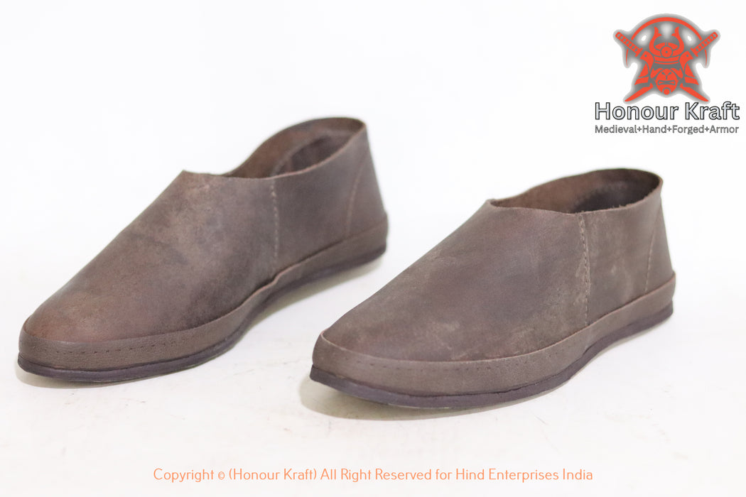 Medieval Haithabu Turn Shoes – Handmade Viking Leather Slip-On Shoes for Reenactment, LARP & SCA