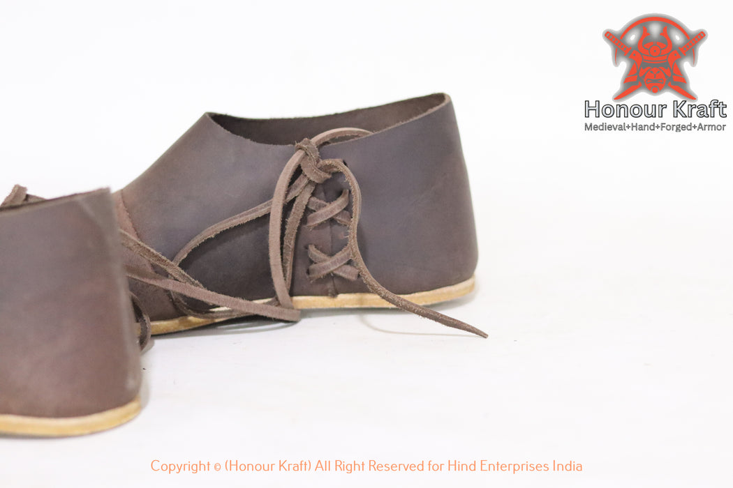 Medieval Haithabu Turn Shoes Lace-Up – Handmade Viking Leather Shoes for Reenactment, LARP & SCA