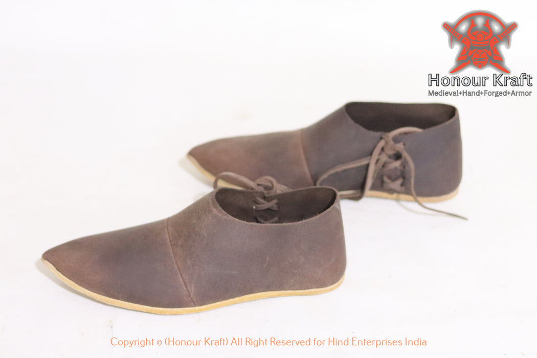 Medieval Haithabu Turn Shoes Lace-Up – Handmade Viking Leather Shoes for Reenactment, LARP & SCA