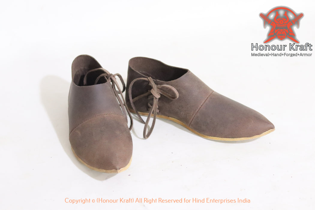 Medieval Haithabu Turn Shoes Lace-Up – Handmade Viking Leather Shoes for Reenactment, LARP & SCA