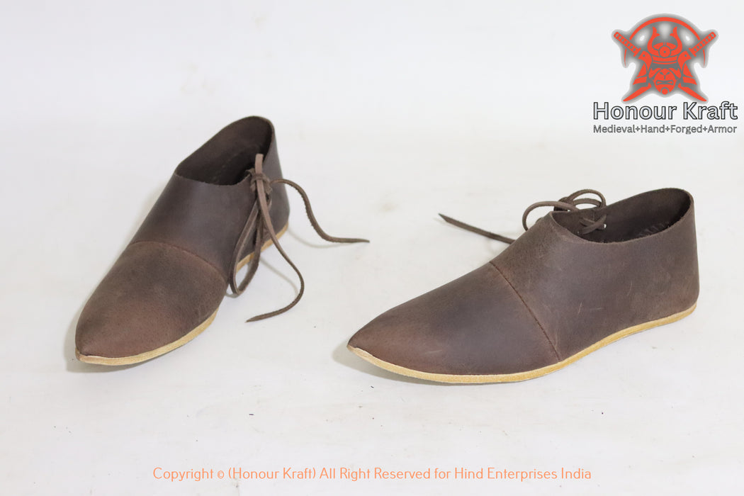 Medieval Haithabu Turn Shoes Lace-Up – Handmade Viking Leather Shoes for Reenactment, LARP & SCA