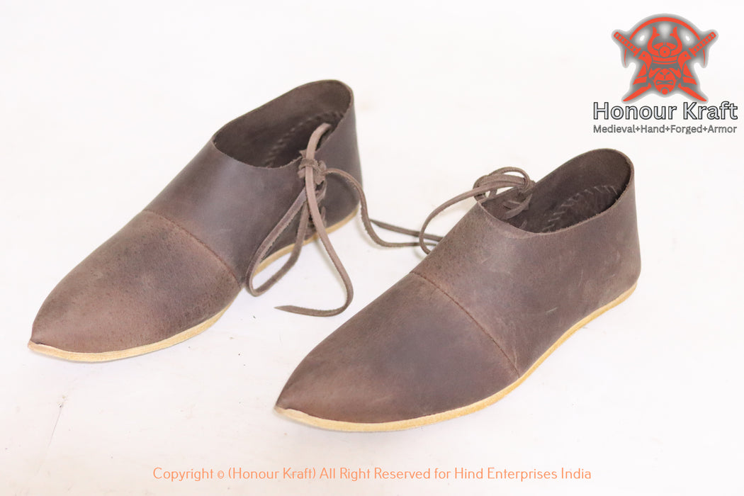 Medieval Haithabu Turn Shoes Lace-Up – Handmade Viking Leather Shoes for Reenactment, LARP & SCA
