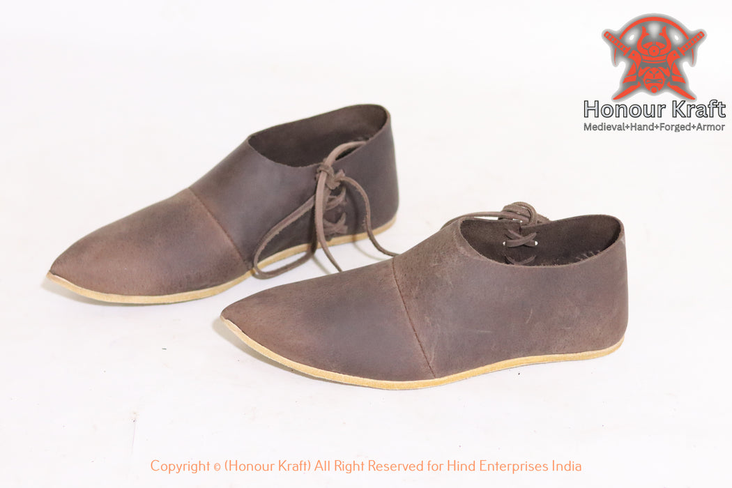 Medieval Haithabu Turn Shoes Lace-Up – Handmade Viking Leather Shoes for Reenactment, LARP & SCA