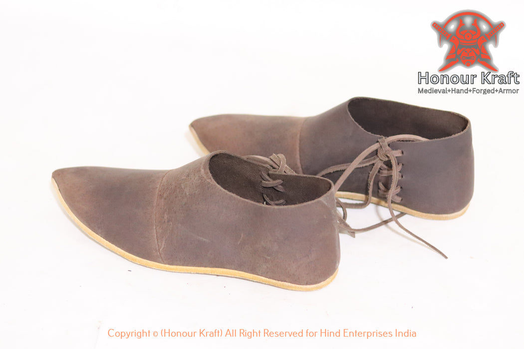 Medieval Haithabu Turn Shoes Lace-Up – Handmade Viking Leather Shoes for Reenactment, LARP & SCA